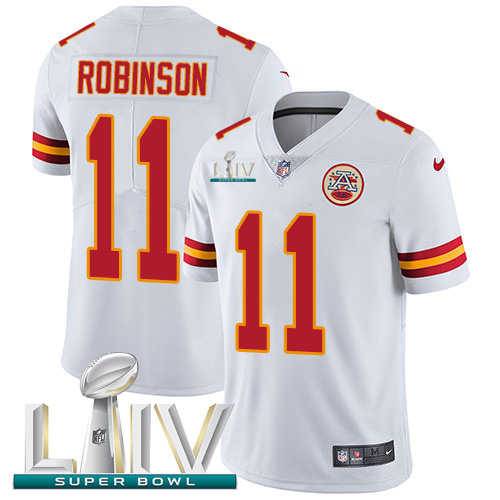 Kansas City Chiefs Nike 11 Demarcus Robinson White Super Bowl LIV 2020 Youth Stitched NFL Vapor Untouchable Limited Jersey